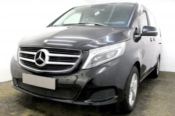 3 779 р. Защитная сетка в бампер (низ, ячейка 3х7 мм) Alfeco Стандарт Mercedes-Benz Vito W447 дорестайлинг (2015-2020) (Чёрная)  с доставкой в г. Тамбов. Увеличить фотографию 2