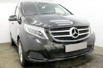 3 779 р. Защитная сетка в бампер (низ, ячейка 3х7 мм) Alfeco Стандарт Mercedes-Benz Vito W447 дорестайлинг (2015-2020) (Чёрная)  с доставкой в г. Тамбов. Увеличить фотографию 3