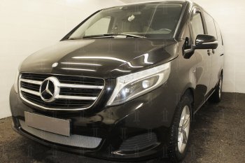 3 899 р. Защитная сетка в бампер (низ, ячейка 3х7 мм) Alfeco Стандарт Mercedes-Benz Vito W447 дорестайлинг (2015-2020) (Хром)  с доставкой в г. Тамбов. Увеличить фотографию 3