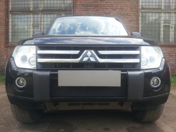 Защитная сетка в бампер (низ, ячейка 3х7 мм) Стрелка11 Стандарт Mitsubishi Pajero 4 V90 дорестайлинг (2006-2011) ()