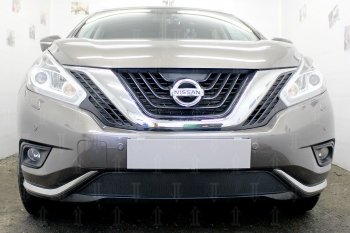 3 499 р. Защитная сетка в бампер (низ, ячейка 3х7 мм) Стрелка11 Стандарт  Nissan Murano  3 Z52 (2015-2022) дорестайлинг (Чёрная)  с доставкой в г. Тамбов. Увеличить фотографию 1