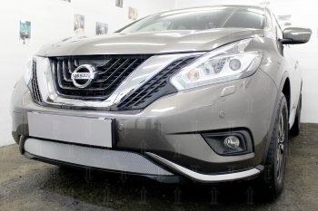 3 699 р. Защитная сетка в бампер (низ, ячейка 3х7 мм) Стрелка11 Стандарт Nissan Murano 3 Z52 дорестайлинг (2015-2022) (Хром)  с доставкой в г. Тамбов. Увеличить фотографию 4