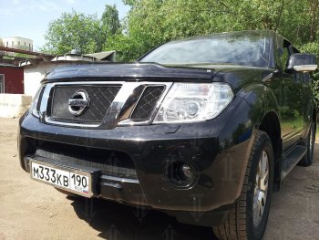 3 399 р. Защитная сетка в бампер (низ, ячейка 3х7 мм) Стрелка11 Стандарт Nissan Pathfinder R51 рестайлинг (2009-2014) (Чёрная)  с доставкой в г. Тамбов. Увеличить фотографию 2