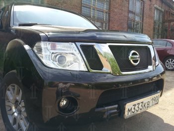 3 399 р. Защитная сетка в бампер (низ, ячейка 3х7 мм) Стрелка11 Стандарт Nissan Pathfinder R51 рестайлинг (2009-2014) (Чёрная)  с доставкой в г. Тамбов. Увеличить фотографию 3