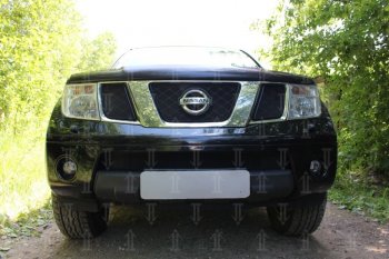 Защитная сетка в бампер (низ, ячейка 3х7 мм) Стрелка11 Стандарт Nissan Navara 2 D40 дорестайлинг (2004-2010)  (Чёрная)