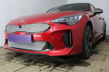 4 299 р. Защитная сетка в бампер (низ, ячейка 4х10 мм) Alfeco Премиум KIA Stinger (2017-2025) (Хром)  с доставкой в г. Тамбов. Увеличить фотографию 3