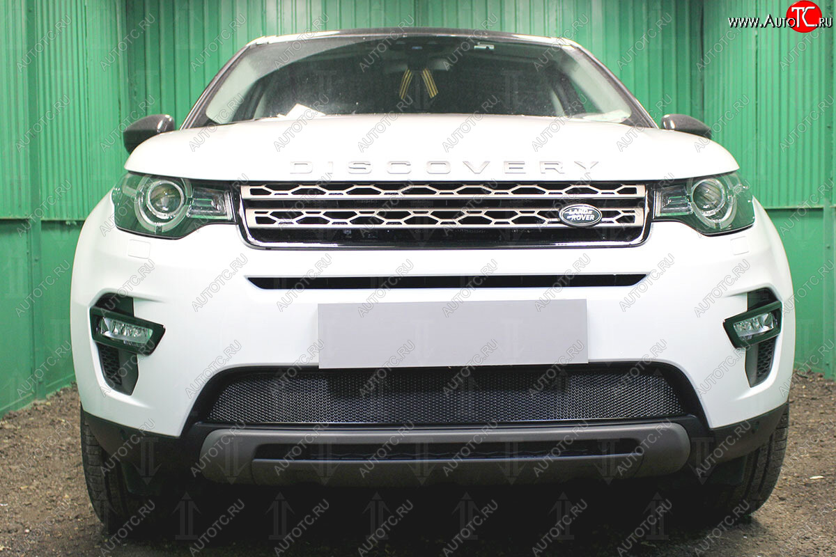 4 499 р. Защитная сетка в бампер (низ, ячейка 4х10 мм) Alfeco Премиум Land Rover Discovery Sport L550 дорестайлинг (2014-2019) (Чёрная)  с доставкой в г. Тамбов