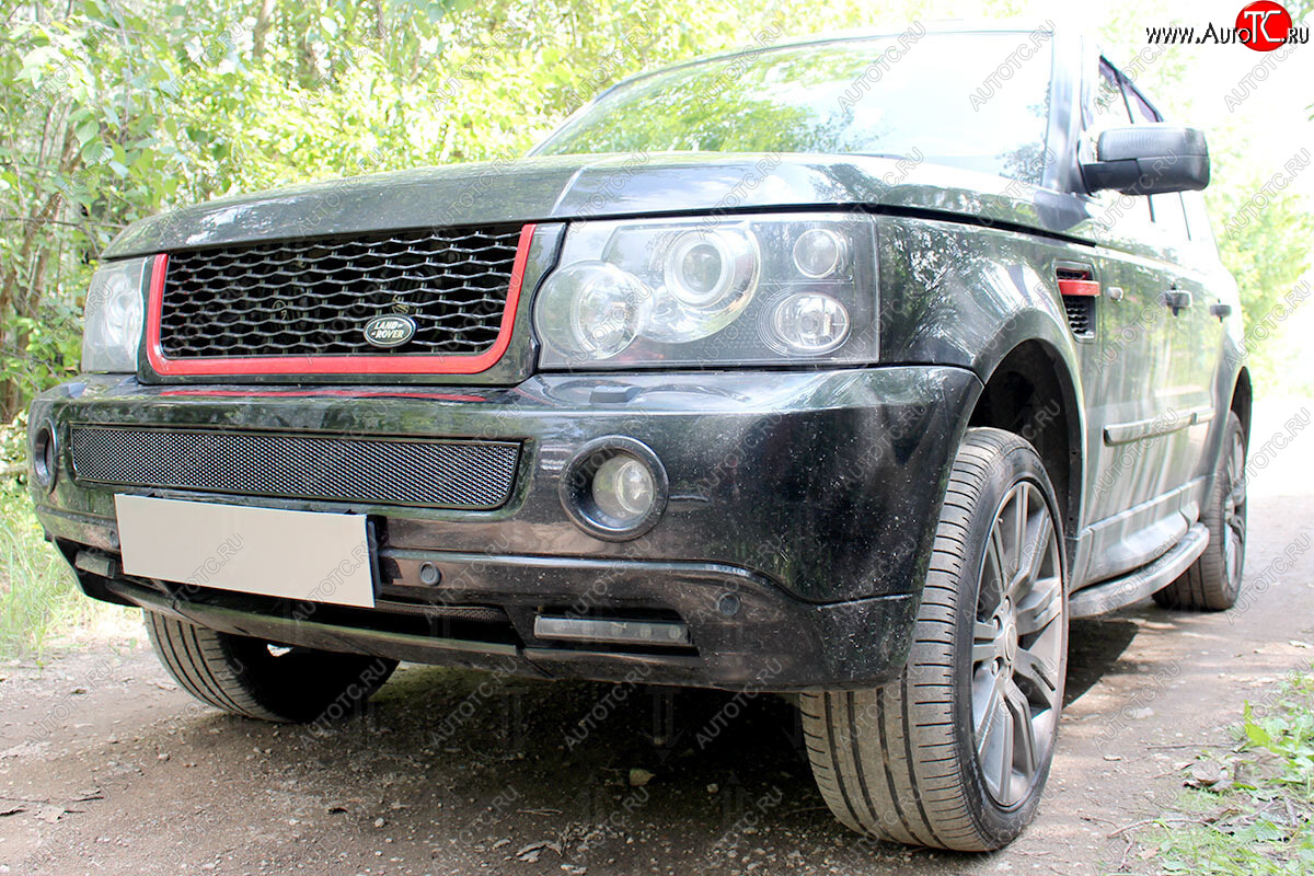 4 499 р. Защитная сетка в бампер (низ, ячейка 4х10 мм) Alfeco Премиум Land Rover Range Rover Sport 1 L320 дорестайлинг (2005-2009) (Чёрная)  с доставкой в г. Тамбов