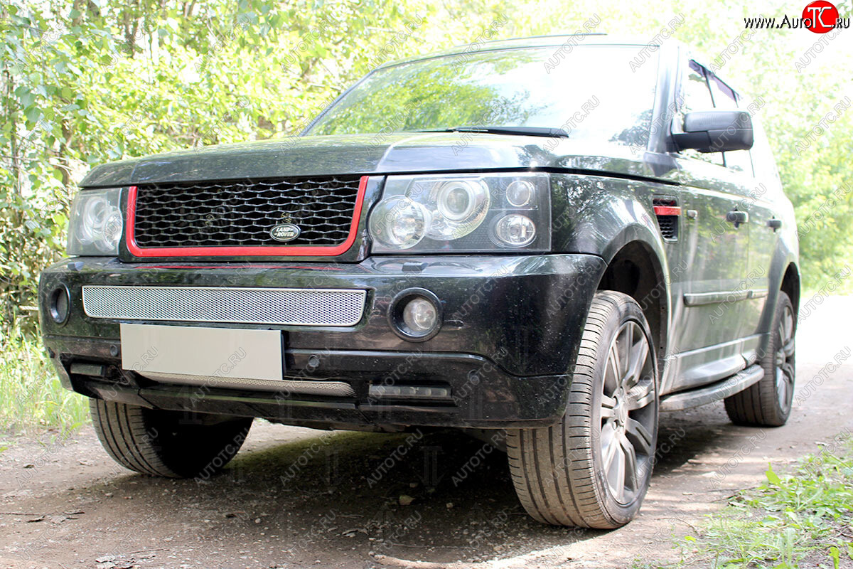 4 599 р. Защитная сетка в бампер (низ, ячейка 4х10 мм) Alfeco Премиум Land Rover Range Rover Sport 1 L320 дорестайлинг (2005-2009) (Хром)  с доставкой в г. Тамбов