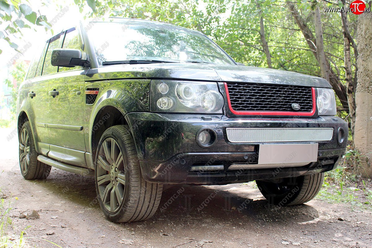 4 299 р. Защитная сетка в бампер (середина, ячейка 4х10 мм) Alfeco Премиум Land Rover Range Rover Sport 1 L320 дорестайлинг (2005-2009) (Хром)  с доставкой в г. Тамбов