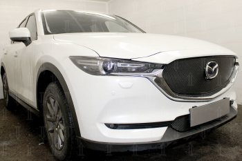 6 299 р. Защитная сетка в бампер (верх, ячейка 4х10 мм) Alfeco Премиум Mazda CX-5 KF (2016-2024) (Чёрная)  с доставкой в г. Тамбов. Увеличить фотографию 4