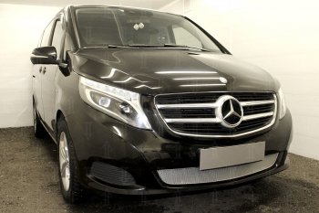 4 499 р. Защитная сетка в бампер (низ, ячейка 4х10 мм) Alfeco Премиум Mercedes-Benz Vito W447 дорестайлинг (2015-2020) (Хром)  с доставкой в г. Тамбов. Увеличить фотографию 2