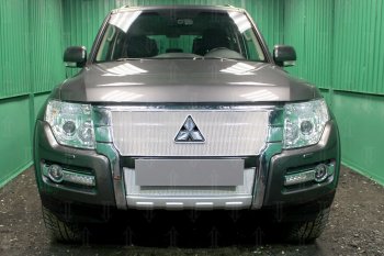 Защитная сетка в бампер (низ, ячейка 4х10 мм) Стрелка11 Премиум Mitsubishi Pajero 4 V90 2-ой рестайлинг (2014-2020) ()