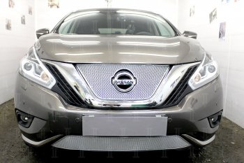 Защитная сетка в бампер (верх, ячейка 4х10 мм) Стрелка11 Премиум Nissan Murano 3 Z52 дорестайлинг (2015-2022) ()