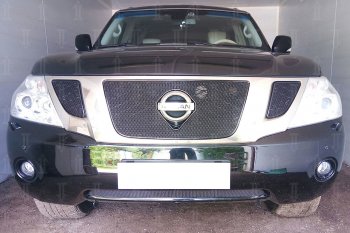 4 199 р. Защитная сетка в бампер (низ, ячейка 4х10 мм) Стрелка11 Премиум Nissan Patrol 6 Y62 дорестайлинг (2010-2014) (Чёрная)  с доставкой в г. Тамбов. Увеличить фотографию 3