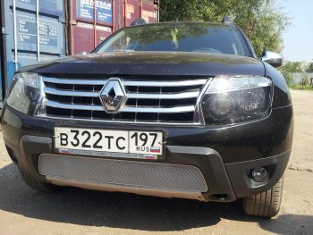 Защитная сетка в бампер (низ, ячейка 4х10 мм) Стрелка11 Премиум Renault Duster HS дорестайлинг (2010-2015) ()