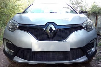 Защитная сетка в бампер (верх, ячейка 4х10 мм) Стрелка11 Премиум Renault Kaptur дорестайлинг (2016-2020) ()