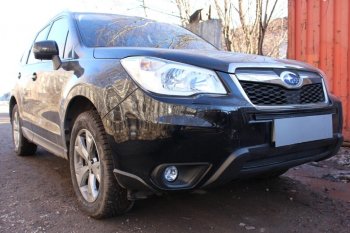 3 599 р. Защитная сетка в бампер (низ, ячейка 4х10 мм) Стрелка11 Премиум Subaru Forester SJ дорестайлинг (2012-2016) (Чёрная)  с доставкой в г. Тамбов. Увеличить фотографию 2