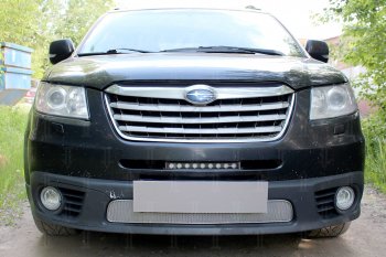 Защитная сетка в бампер (низ, ячейка 4х10 мм) Стрелка11 Премиум Subaru Tribeca (2008-2014)  (Хром)