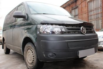 4 199 р. Защитная сетка в бампер (низ, ячейка 4х10 мм) Стрелка11 Премиум Volkswagen Transporter T5 рестайлинг (2009-2015) (Чёрная)  с доставкой в г. Тамбов. Увеличить фотографию 2