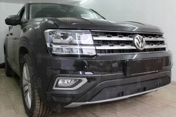 4 549 р. Защитная сетка в бампер (низ, ячейка 4х10 мм) Стрелка11 Премиум Volkswagen Teramont CA1 дорестайлинг (2016-2020) (Чёрная)  с доставкой в г. Тамбов. Увеличить фотографию 3