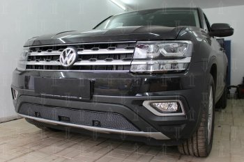 4 549 р. Защитная сетка в бампер (низ, ячейка 4х10 мм) Стрелка11 Премиум Volkswagen Teramont CA1 дорестайлинг (2016-2020) (Чёрная)  с доставкой в г. Тамбов. Увеличить фотографию 4