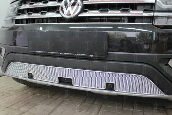 4 649 р. Защитная сетка в бампер (низ, ячейка 4х10 мм) Стрелка11 Премиум Volkswagen Teramont CA1 дорестайлинг (2016-2020) (Хром)  с доставкой в г. Тамбов. Увеличить фотографию 3