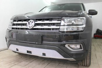 4 649 р. Защитная сетка в бампер (низ, ячейка 4х10 мм) Стрелка11 Премиум Volkswagen Teramont CA1 дорестайлинг (2016-2020) (Хром)  с доставкой в г. Тамбов. Увеличить фотографию 4