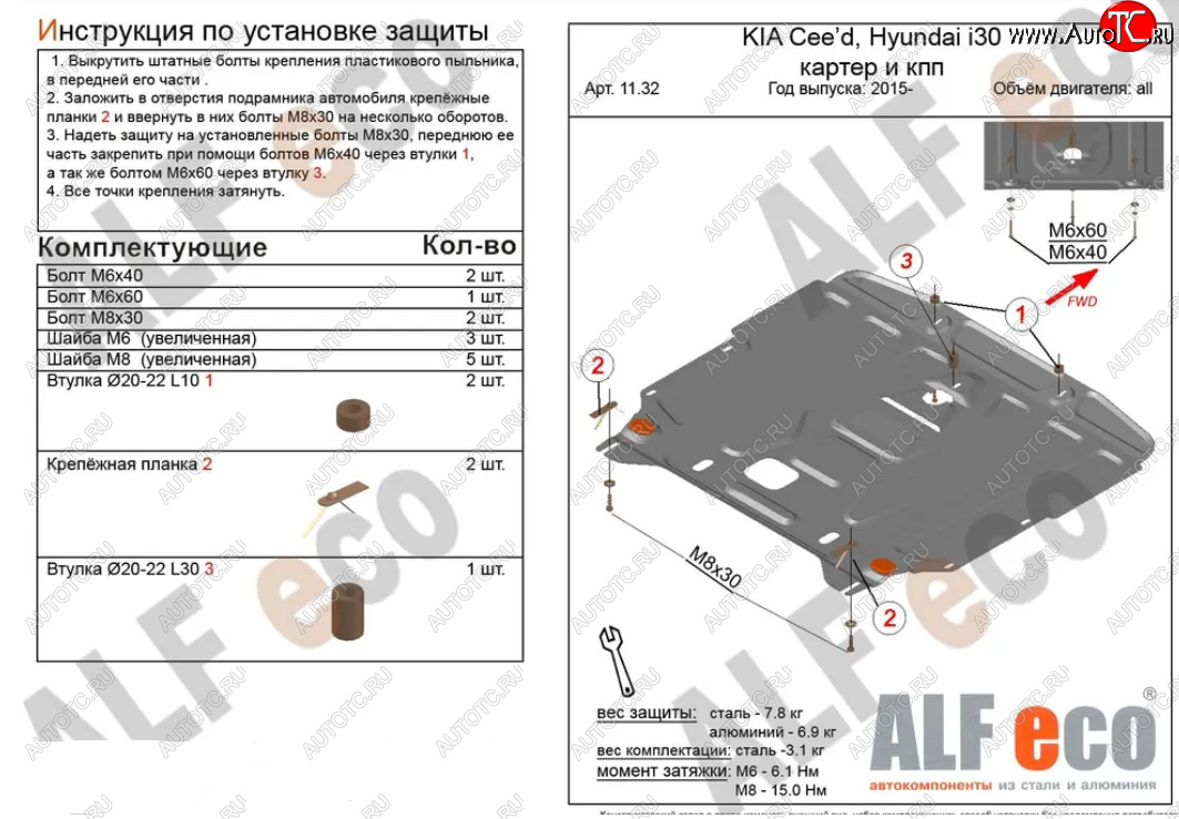 4 399 р. Защита картера двигателя и КПП Alfeco KIA Cerato 4 BD рестайлинг седан (2021-2025) (Сталь 2 мм)  с доставкой в г. Тамбов