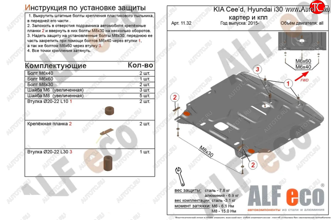 11 199 р. Защита картера двигателя и КПП Alfeco  KIA Cerato  3 YD (2016-2019) рестайлинг седан (Алюминий 3 мм)  с доставкой в г. Тамбов