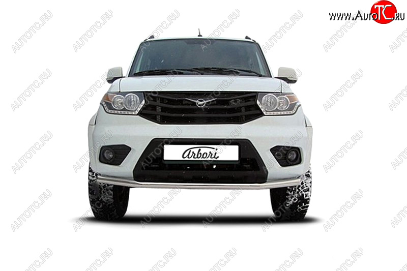8 849 р. Защита переднего бампера d57 Arbori нерж. сталь для UAZ PATRIOT 2014-нв  Патриот Arbori afzdaup1404  с доставкой в г. Тамбов