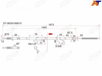 1 359 р. Трос ручника RH 2WD SAT  Nissan Almera  седан - Sunny ( N14,  B15,  N16) (-Antiskid)  с доставкой в г. Тамбов. Увеличить фотографию 1