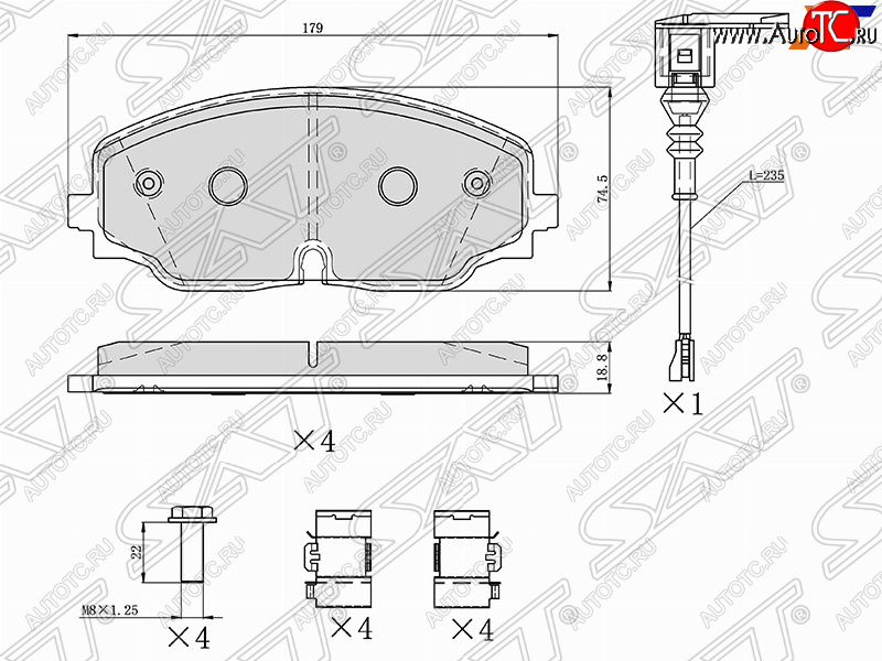 1 659 р. Колодки тормозные SAT (передние)  Volkswagen Teramont  CA1 (2016-2020) дорестайлинг  с доставкой в г. Тамбов