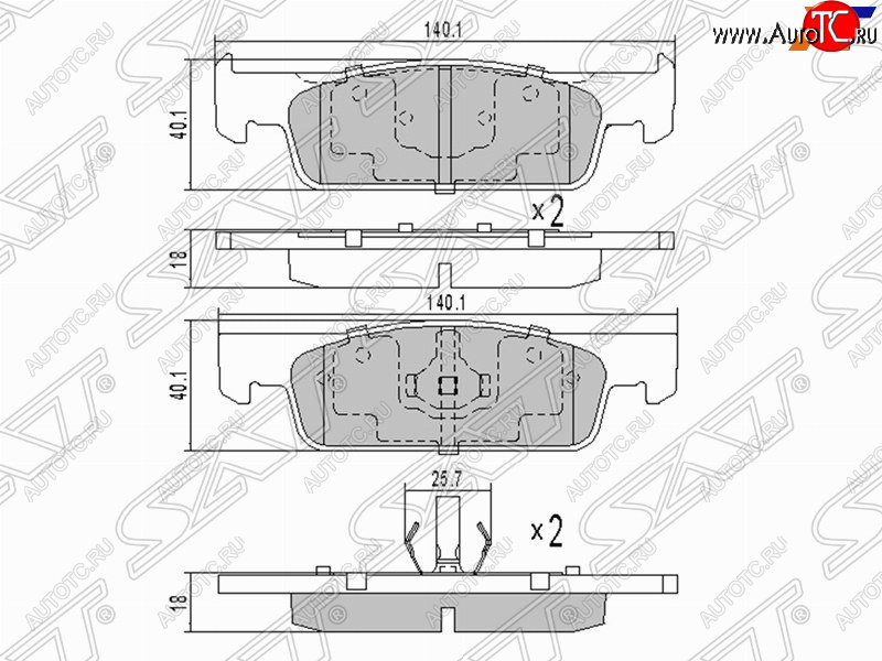 1 149 р. Колодки тормозные SAT (передние)  Renault Clio ( KH98,  BH98) - Logan  2  с доставкой в г. Тамбов