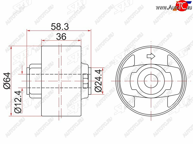 529 р. Сайлентблок Toyota Corolla (E150) 06-13  RAV4 (XA30) 05-13  Lexus NX 14-17  Toyota Auris 06-12  SAT ST-41651-42120  с доставкой в г. Тамбов