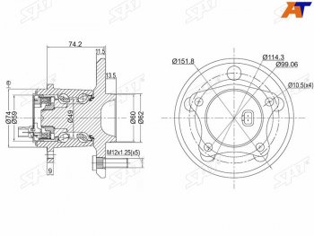 3 599 р. Ступичный узел задн.лев TOYOTA WINDOM MCV30CAMRY ACV40 SAT ST-42460-06010  с доставкой в г. Тамбов. Увеличить фотографию 1