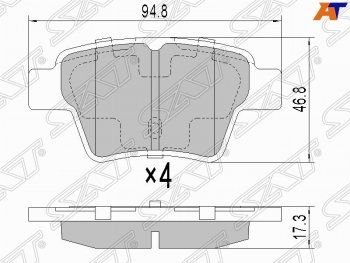 829 р. Задние тормозные колодки SAT  Geely Emgrand EC7 (2009-2016) седан дорестайлинг, хэтчбек  с доставкой в г. Тамбов. Увеличить фотографию 1