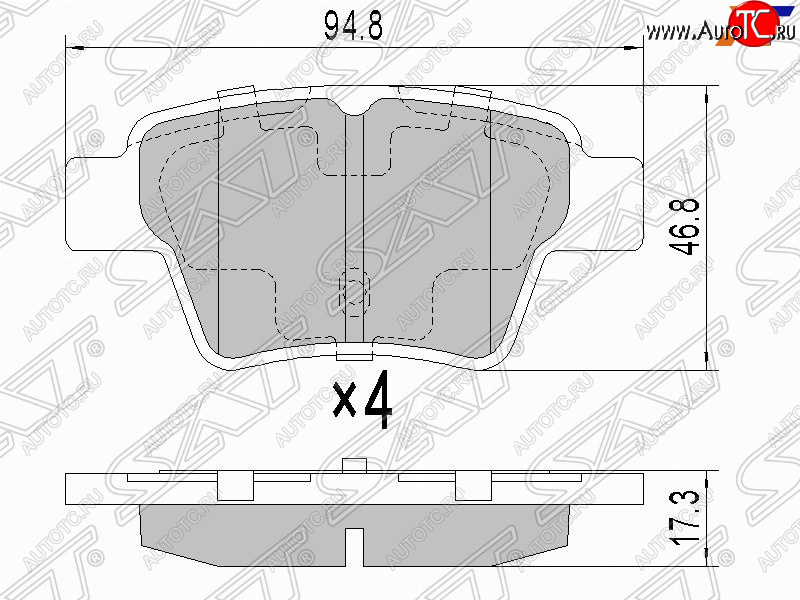 829 р. Задние тормозные колодки SAT Geely Emgrand EC7 седан дорестайлинг (2009-2016)  с доставкой в г. Тамбов