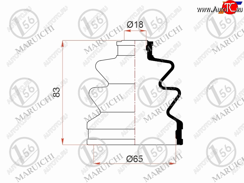 579 р. Пыльник шруса наружный SUBARU OUTBACK 03-09 B13SUZUKI SWIFT04-09 1.3L (2 хомута. резина) MARUICHI 08-414  с доставкой в г. Тамбов