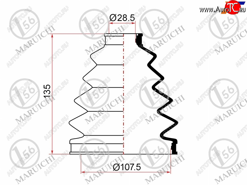1 099 р. Пыльник ШРУСа наружный TOYOTA LAND CRUISER 100 ##J101 98-07 MARUICHI 02-145  с доставкой в г. Тамбов