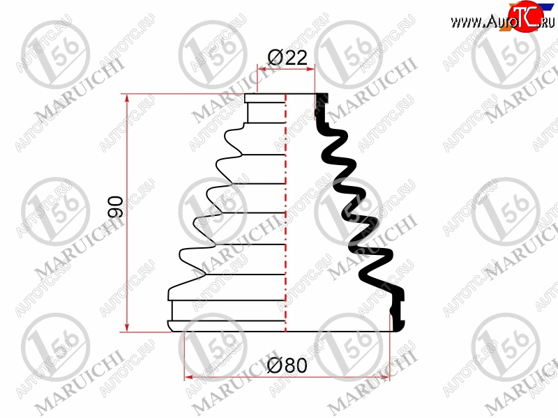 599 р. Пыльник ШРУСа наружный TOYOTA FIELDER 06-12PREMIOALLION ZRT26# 07-10 MARUICHI 02-173  с доставкой в г. Тамбов