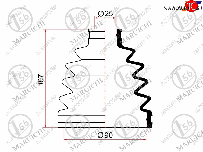 639 р. Пыльник ШРУСа наружный TOYOTA CAMRY ACV4# 06-09RAV4 ACA2# 2AZFE 03-05IPSUM ACM2# 01-09HONDA ACCOR MARUICHI 02-164  с доставкой в г. Тамбов
