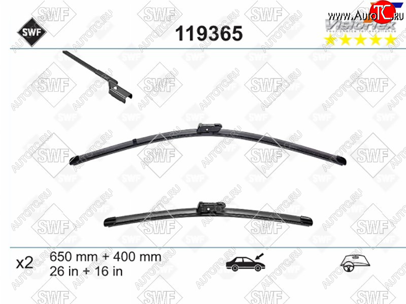 3 289 р. Комплект щеток стеклоочистителя 650мм+400мм TOYOTA AVENSIS 08-18                                     SWF 119365  с доставкой в г. Тамбов