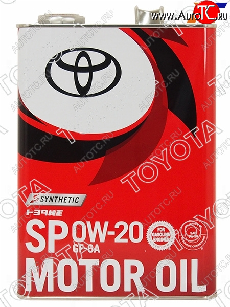 6 649 р. Масло моторное TOYOTA (металлическая канистра) 0W-20 SPGF6-A 4Л (Япония) TOYOTA 08880-13205  с доставкой в г. Тамбов