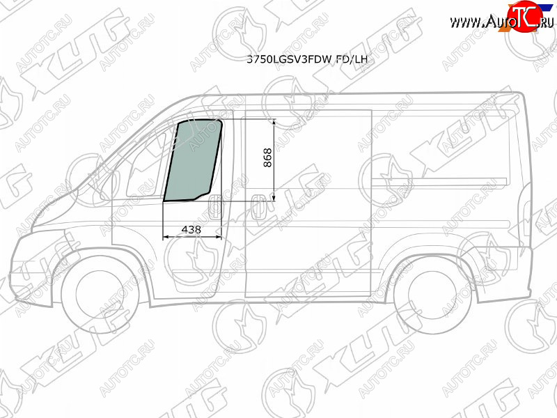 2 699 р. Стекло боковое опускное (Спереди Слева Цвет зеленый) Peugeot Boxer 06-  Citroen Jumper 06-  Fiat XYG 3750LGSV3FDW FD/LH  с доставкой в г. Тамбов