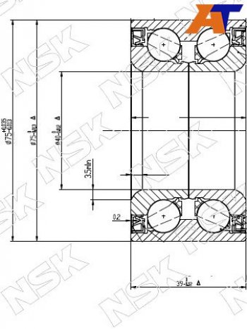 4 089 р. Подшипник передней ступицы TOYOTA VITZBELTARACTIS 05- (с ABS) NSK 40BWD17  с доставкой в г. Тамбов. Увеличить фотографию 1