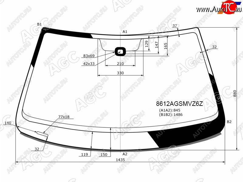 13 749 р. Стекло лобовое (Датчик дождя Молдинг Сборка Россия) AGC  Volkswagen Jetta  A6 (2011-2018) седан дорестайлинг, седан рестайлинг  с доставкой в г. Тамбов