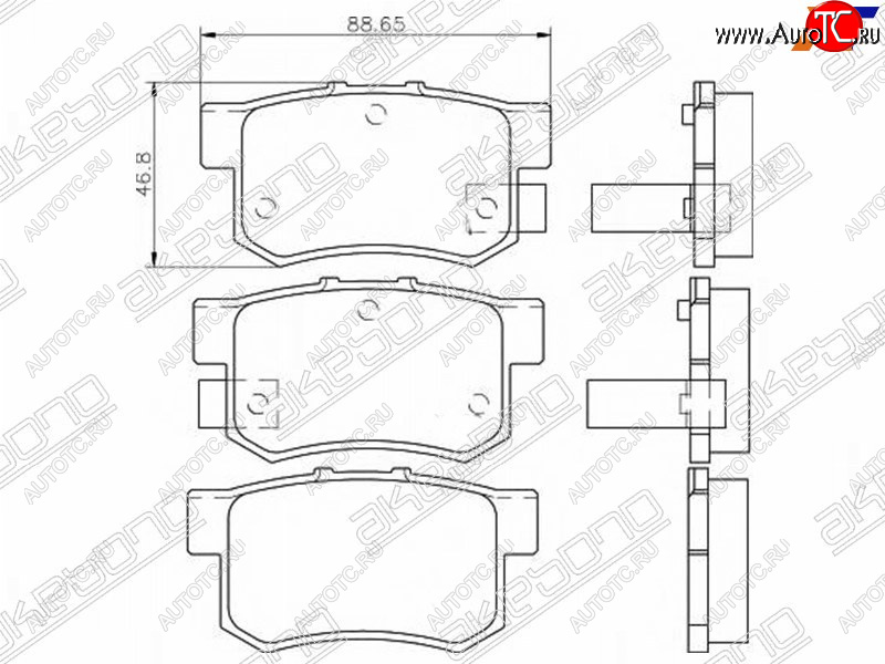 2 369 р. Задние колодки тормозные AKEBONO Honda Stream 1 RN1,RN3  дорестайлинг (2000-2004)  с доставкой в г. Тамбов