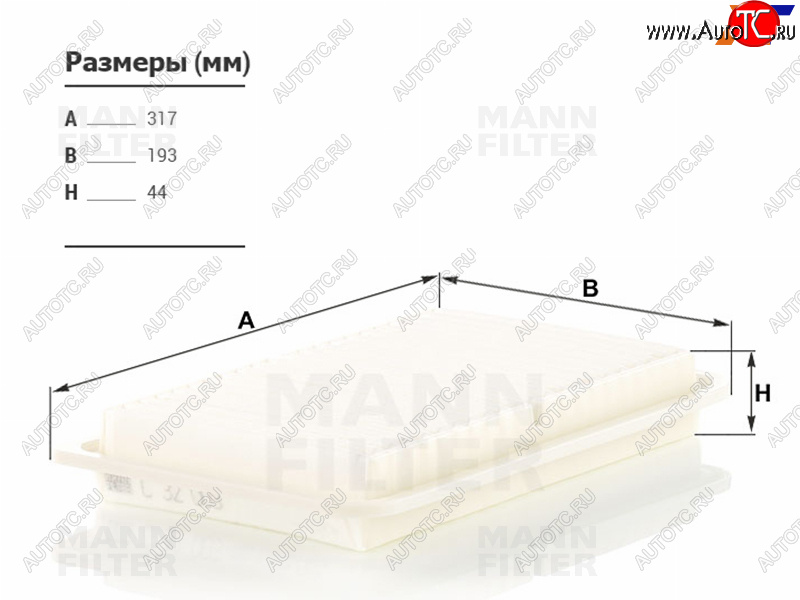 1 569 р. Фильтр воздушный MANN  Toyota Harrier (XU30,  XU60,  XU80), Highlander (XU40,  XU50,  XU70), Kluger (XU40,  XU50)  с доставкой в г. Тамбов