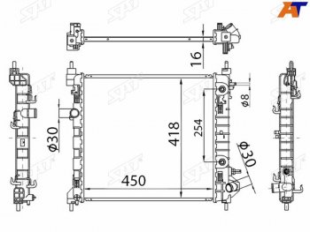 5 849 р. Радиатор охлаждающей жидкости SAT  Chevrolet Spark  M300 (2010-2015), Ravon R2 (2016-2024)  с доставкой в г. Тамбов. Увеличить фотографию 1